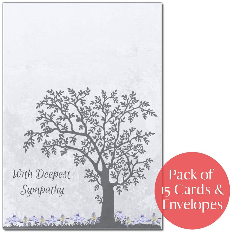 Elcer 15 Sympathy Cards Greeting Sympathy Memorial Notes Tree of life Floral Purple Violet Orchid Flowers 4X6 - Image 2